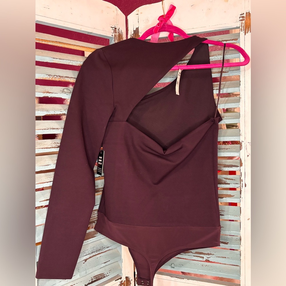 Express One-Shoulder Plum Long Sleeve Bodysuit